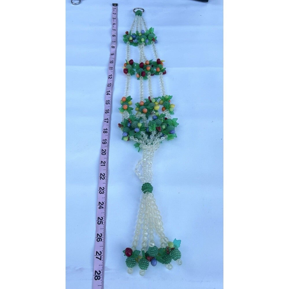 Vintage 1970’s MCM Iridescent Grape Cluster Beaded Plant Hanger Acrylic Lucite